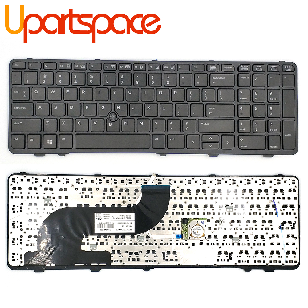 Substituição de layout de teclado de laptop nos EUA para HP Probook 650 G1 com bastão apontador com moldura