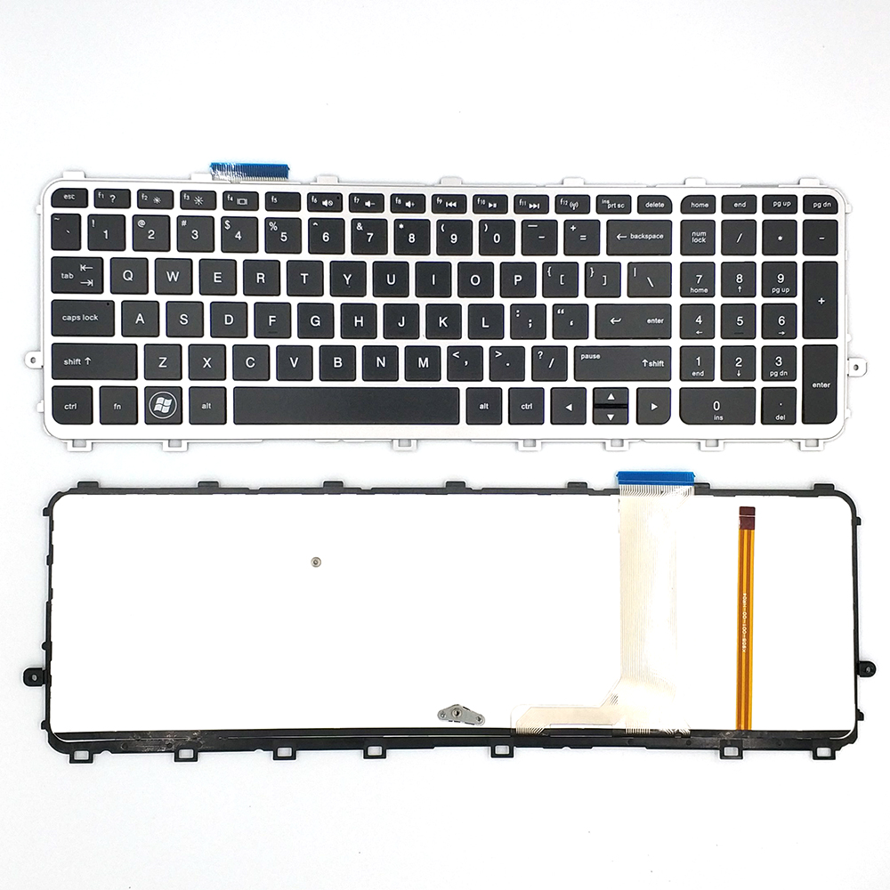 Teclado de notebook para notebook de venda imperdível para HP 15-J moldura prateada com luz de fundo teclado layout dos EUA